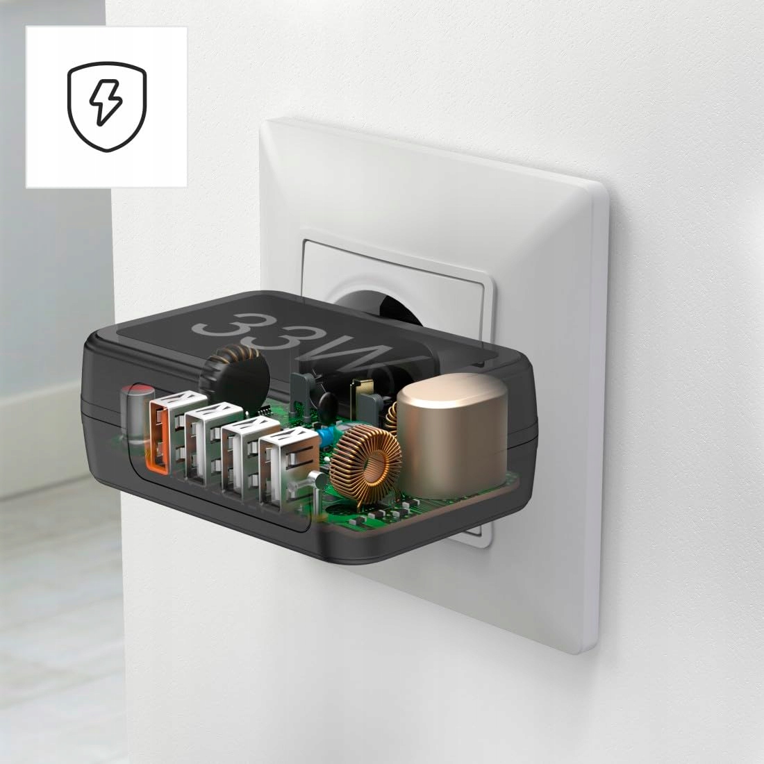 HAMA Ładowarka USB 4-Porty 33W Szybkie Ładowanie Qualcomm Quick Charge 3.0 — miniatura 3