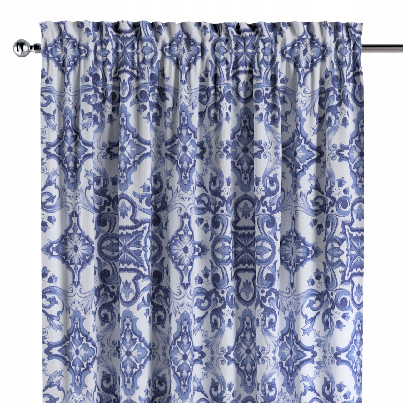 Záves na kanáli s ofinou 1 ks 130x260 cm modrý