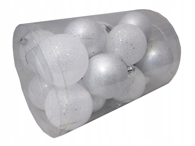 

Bombki nietłukące Białe/srebrne 8cm. Tuba 16szt.