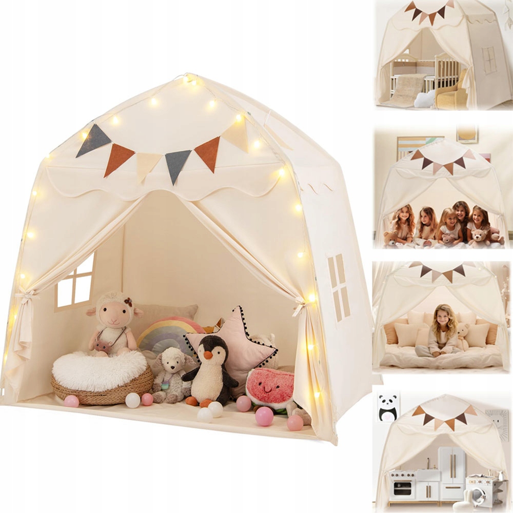 Namiot Dziecięcy Boho 157X98X148CM Z Lampkami Led Dla 3-4 Dzieci