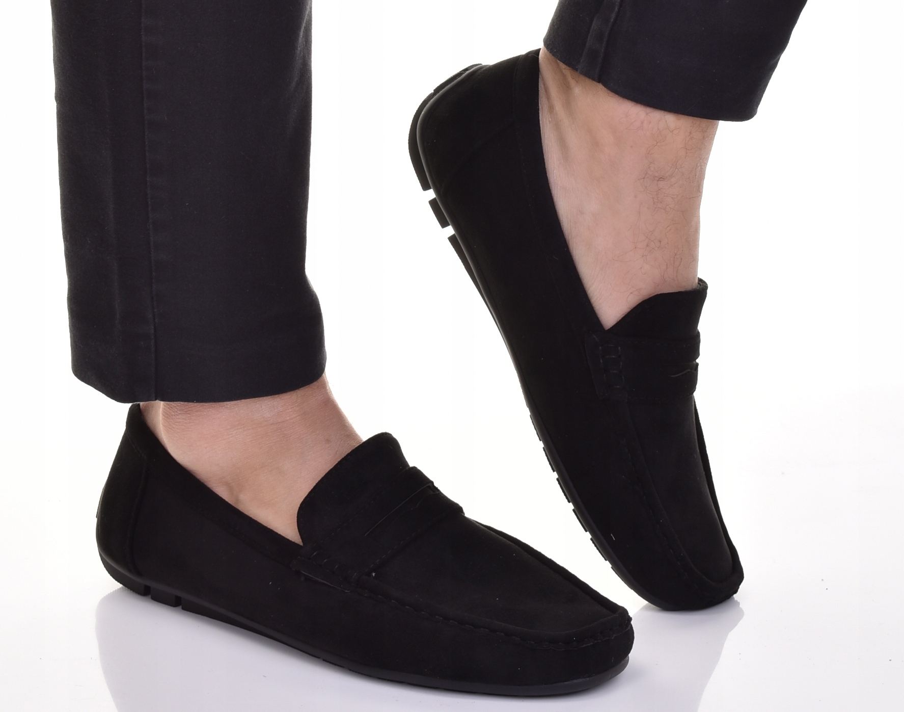 Pánské Elegantní Mokasíny, Nazouvací Boty Casual, Semišové, Černé, Módní