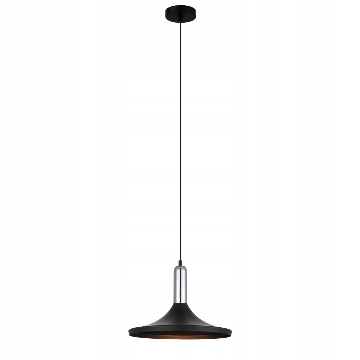 Moderní závěsná lampa Italux Lusty černá se stříbrným E27 60W IP20