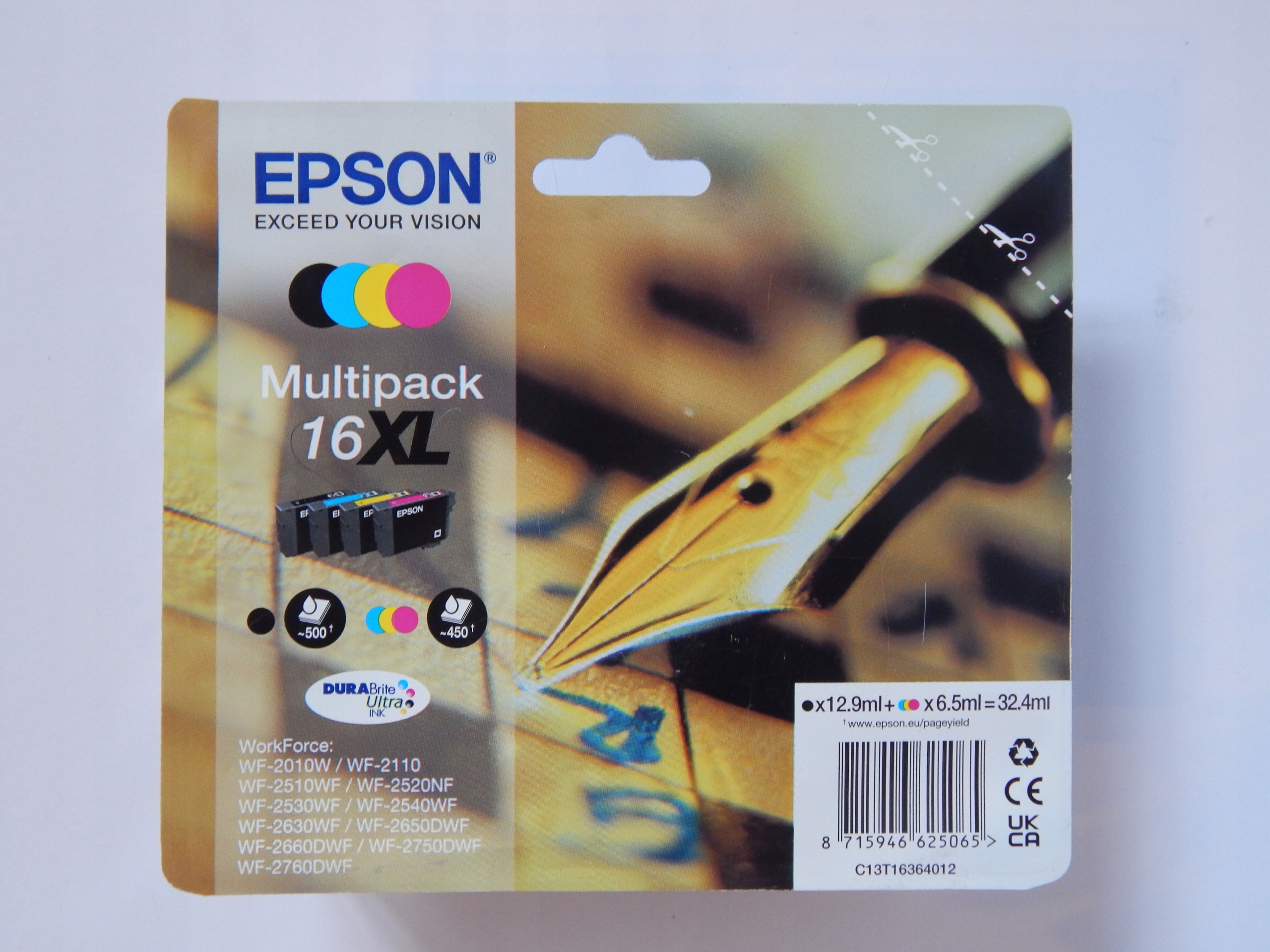 4 x atrament Epson 16XL T1636 Cmyk C13T16364012 Originálny, Sada, Nové 2027