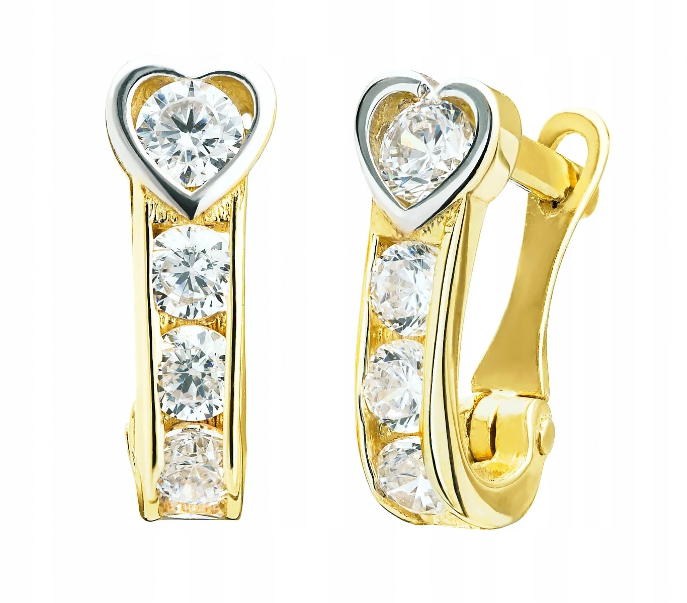 Zlaté náušnice 585 srdíčko a zirkony