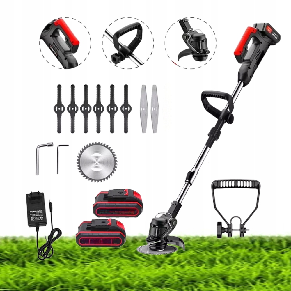 Akumulátorový zastřihovač pro Trávy 21 V s teleskopickým držákem a krytem