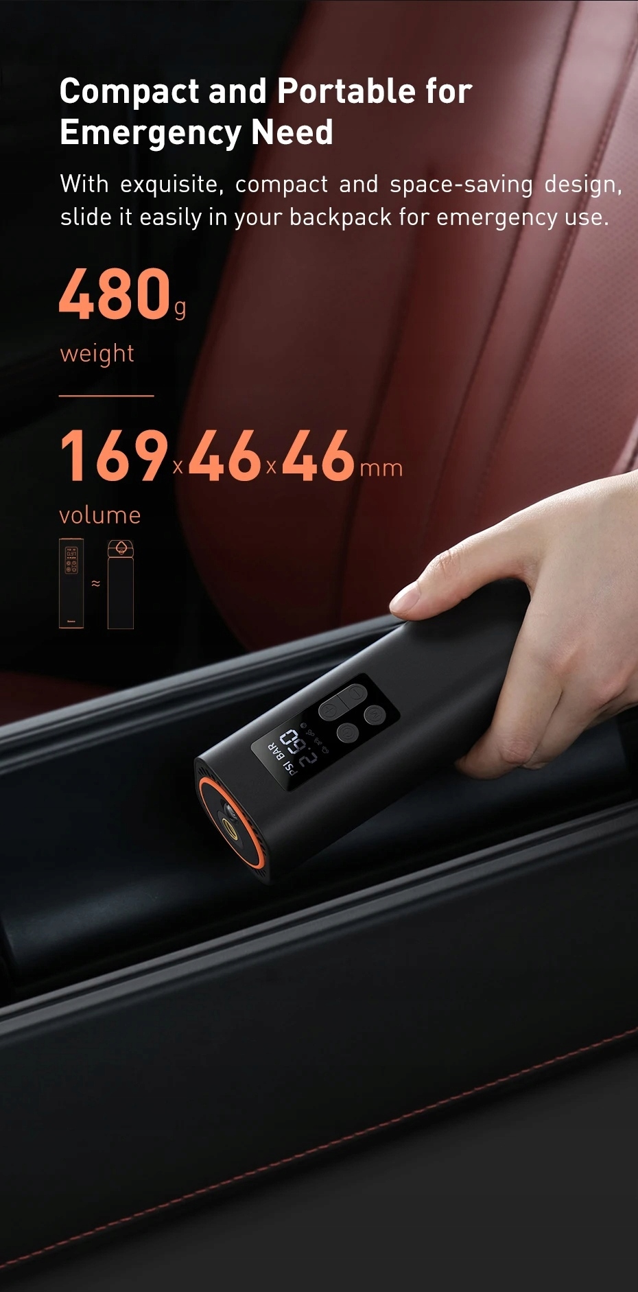 MINI PRZENOŚNA SPRĘŻARKA, 12V, 150PSI, KOMPAKTOWA, CYFROWA POMPKA DO OPON Marka inna