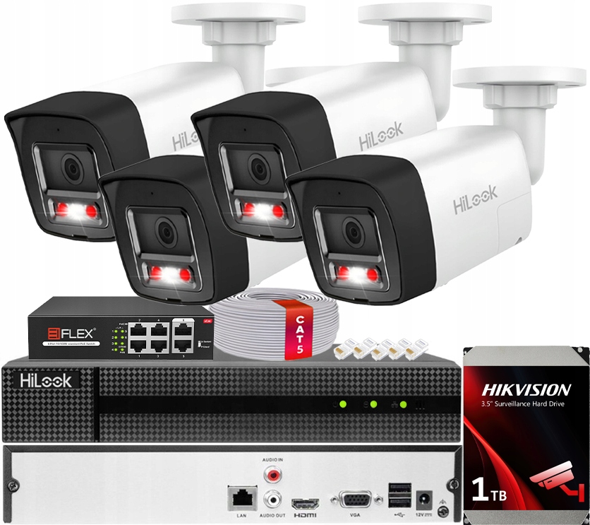 Ip monitorovací sada 8Mpx Hybrid Light 4x IPCAM-B8-30DL/A PoE Hdd disk 1TB