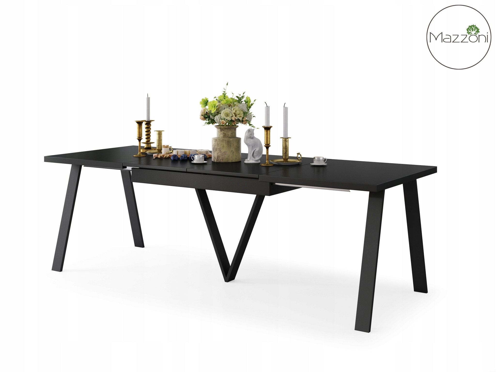 AVERY Czarny Mat | DUŻY STÓŁ LOFTOWY INDUSTRIALNY ROZKŁADANY DO 290 cm! Kolor blatu czarny