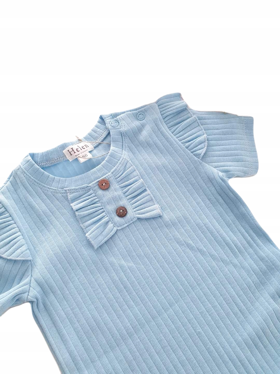 Body dziewczęce bawełniane falbanki prążek błękit Kod producenta body z prążka