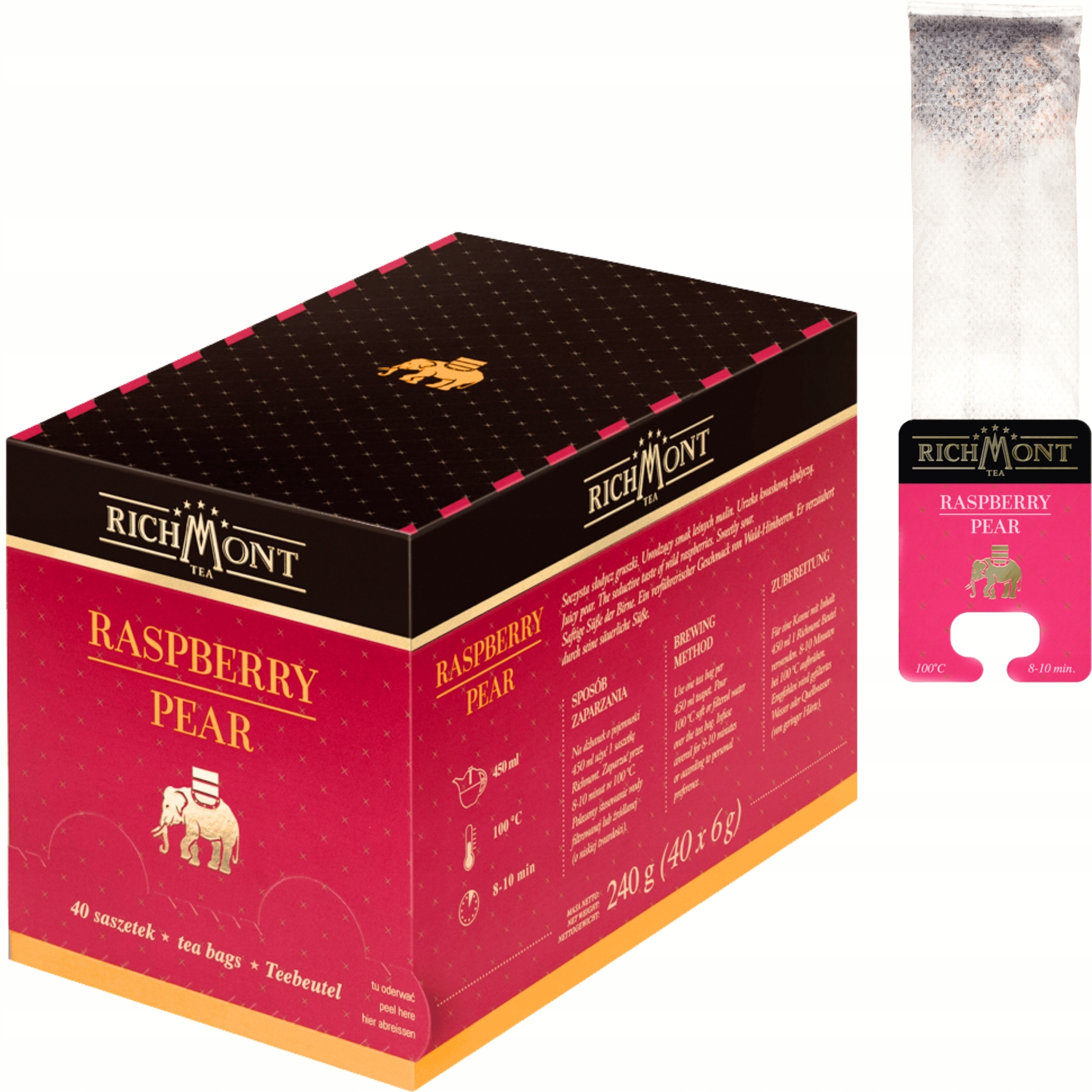 Richmont Herbatka owocowa Napar owocowy Saszetki 40 x 6 g Raspberry Pear