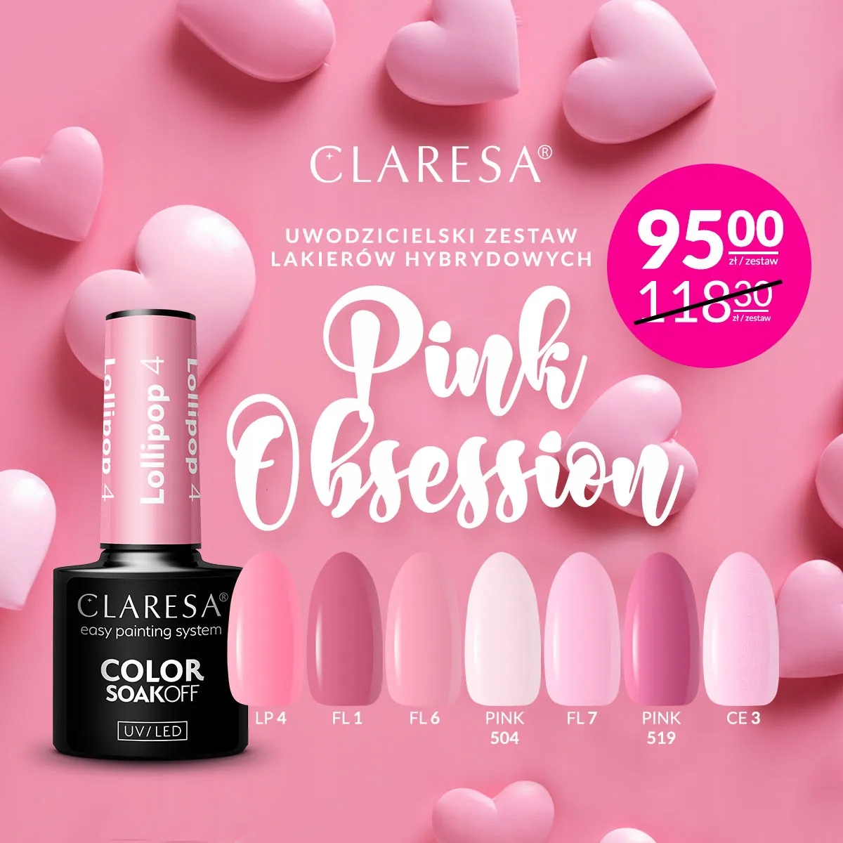 Zestaw lakierów hybrydowych Pink Obssesion