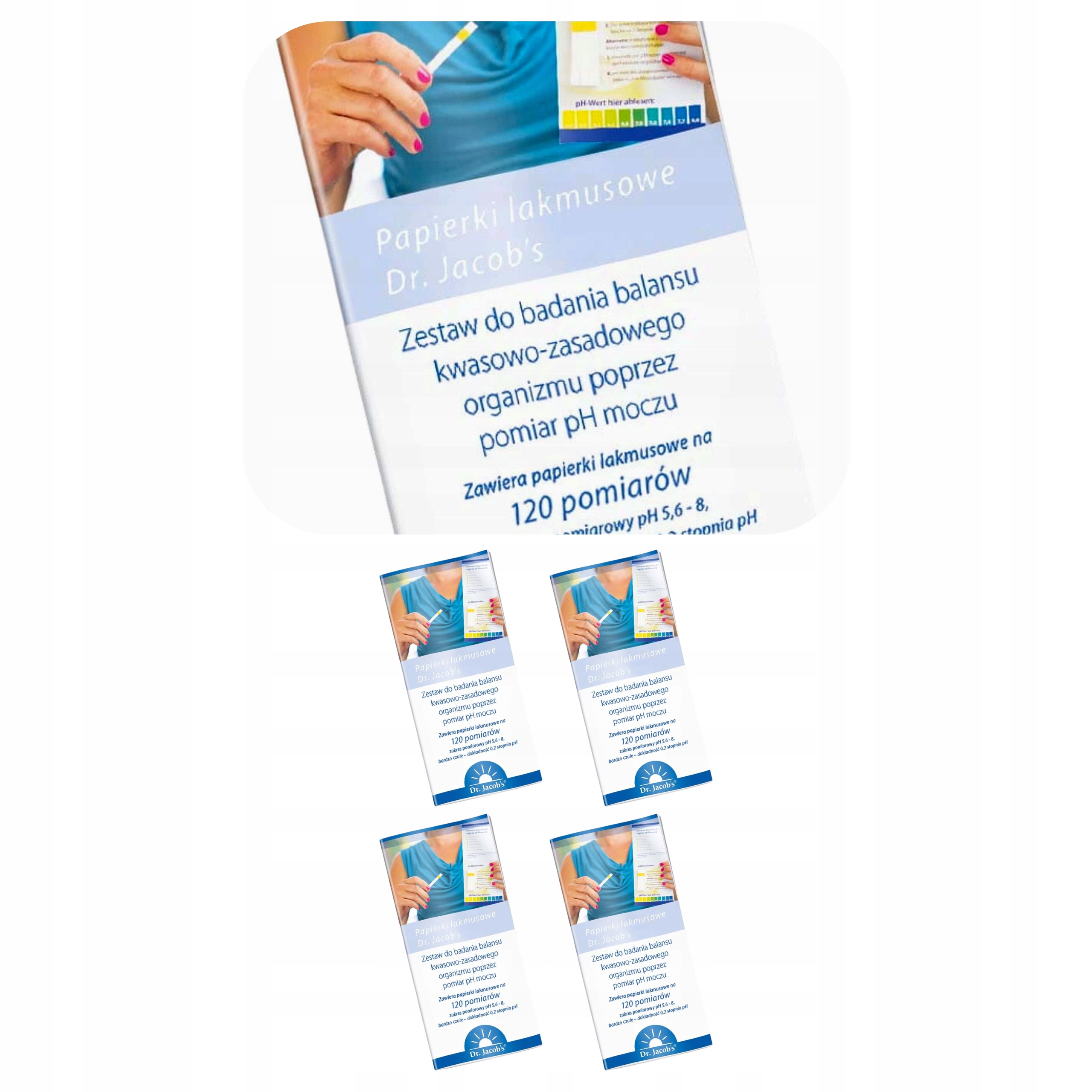 4x Paski Do Mierzenia pH Moczu Dr Jacobs Papierki Skala 5,6-8,0 120 szt.