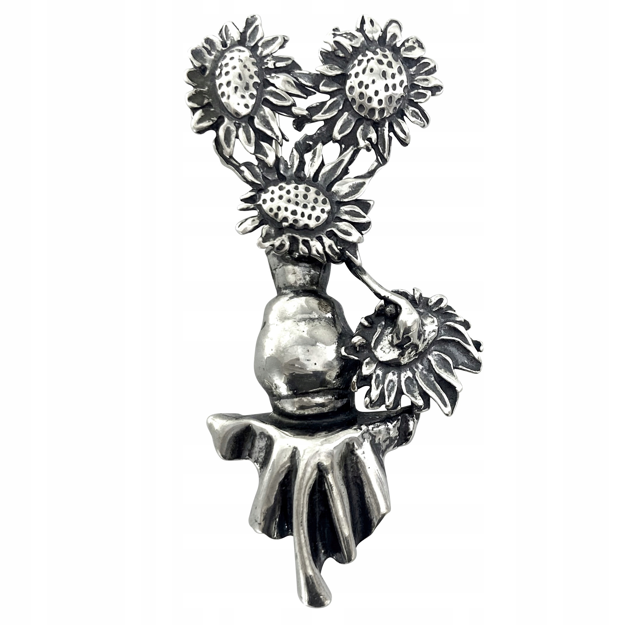 Velká Brož Slunečnice Ve Váze Stříbro 925 Květ