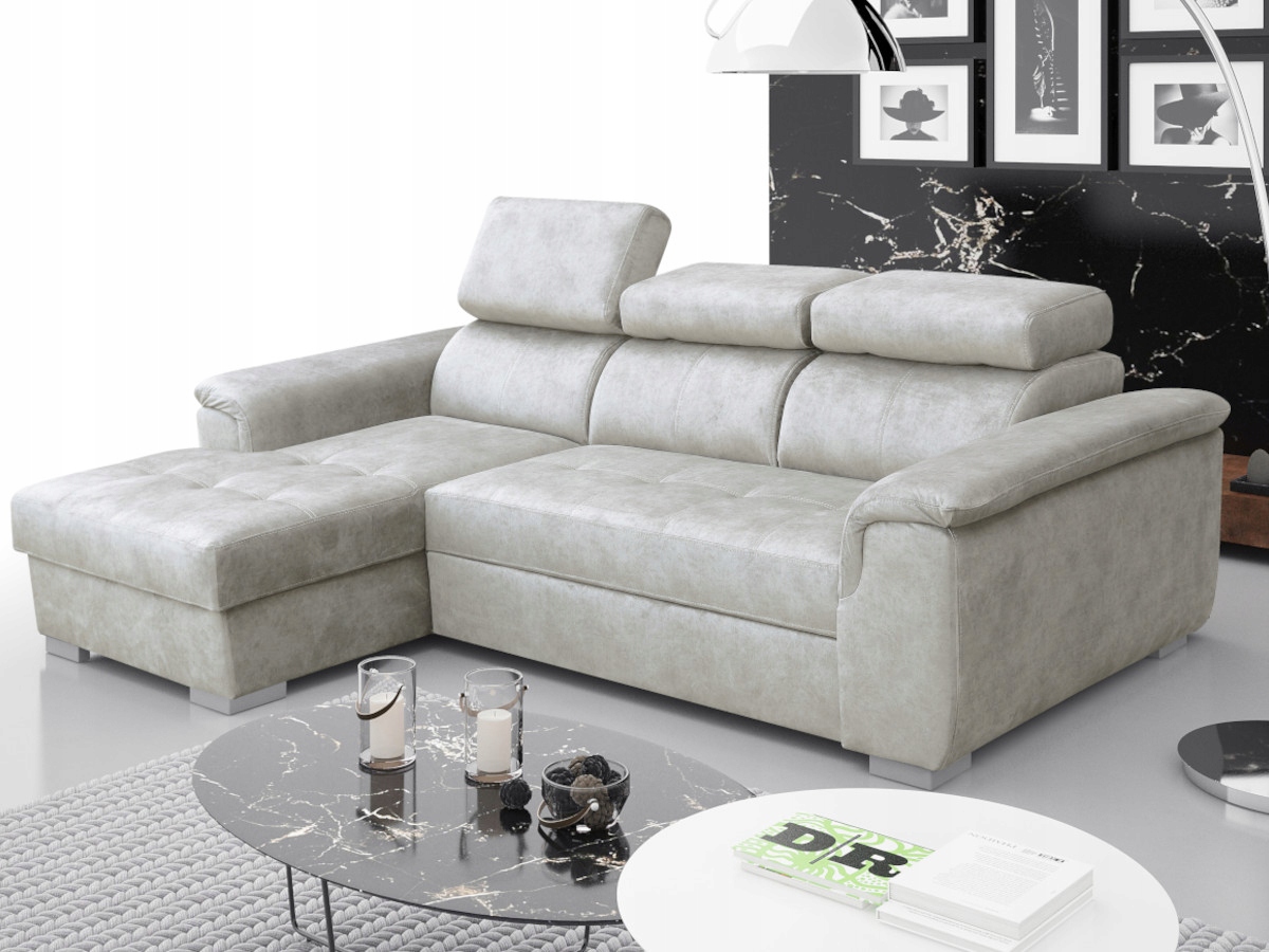 Rohová Sedací Souprava Rozkládací Moderní 247x165 Opěrky hlavy Kongo RBN06