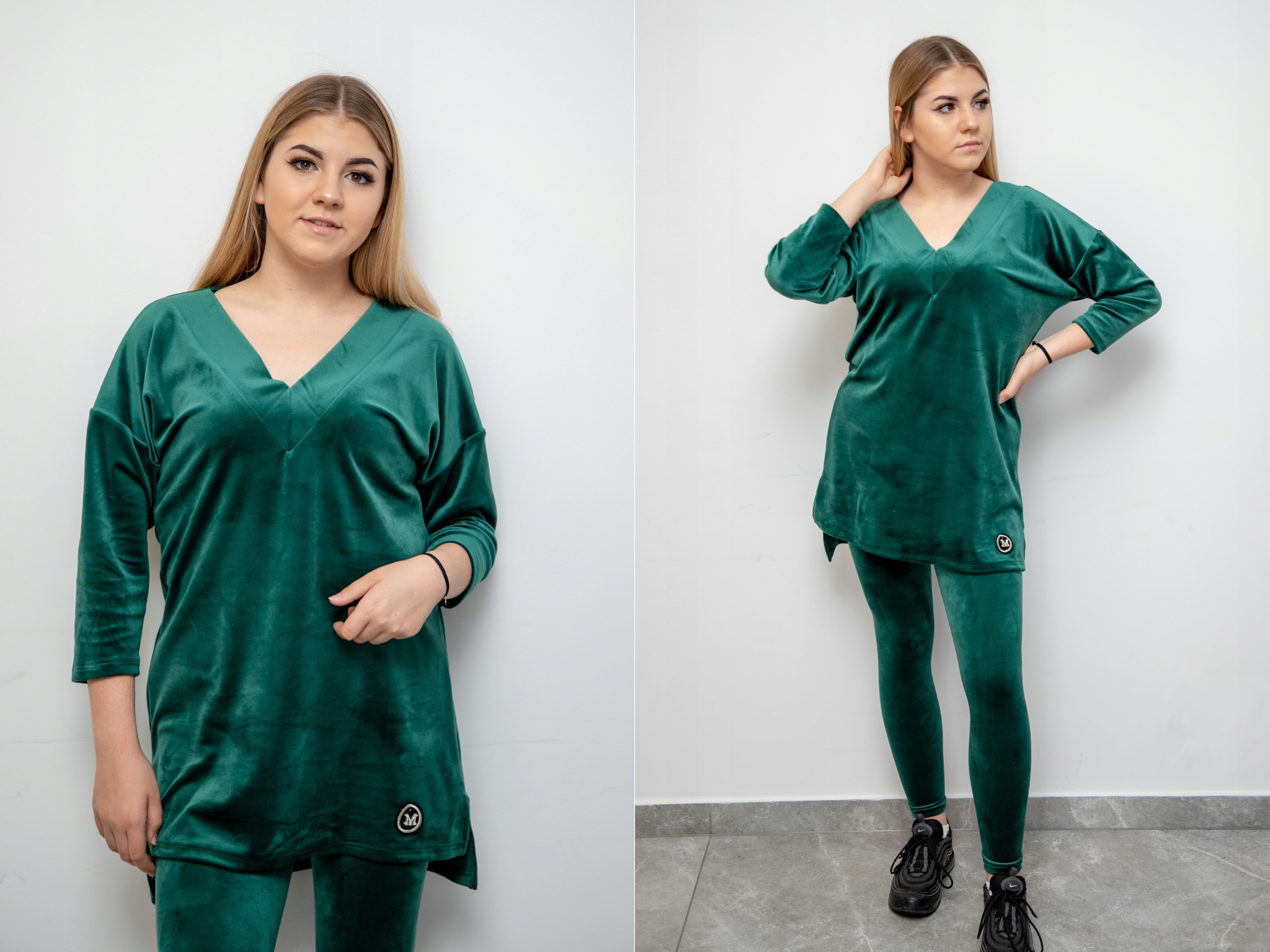 KOMPLET WELUROWY SPODNIE TUNIKA BLUZA KOLORY 2XL Rozmiar XXL