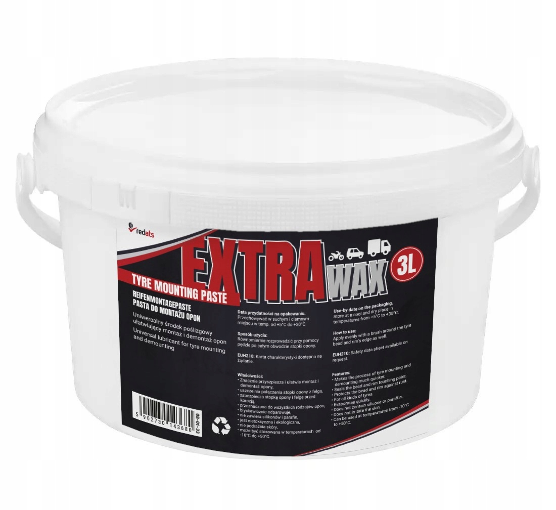 Pasta do montażu kół i opon Extra Wax 3kg smar wulkanizacyjny biały