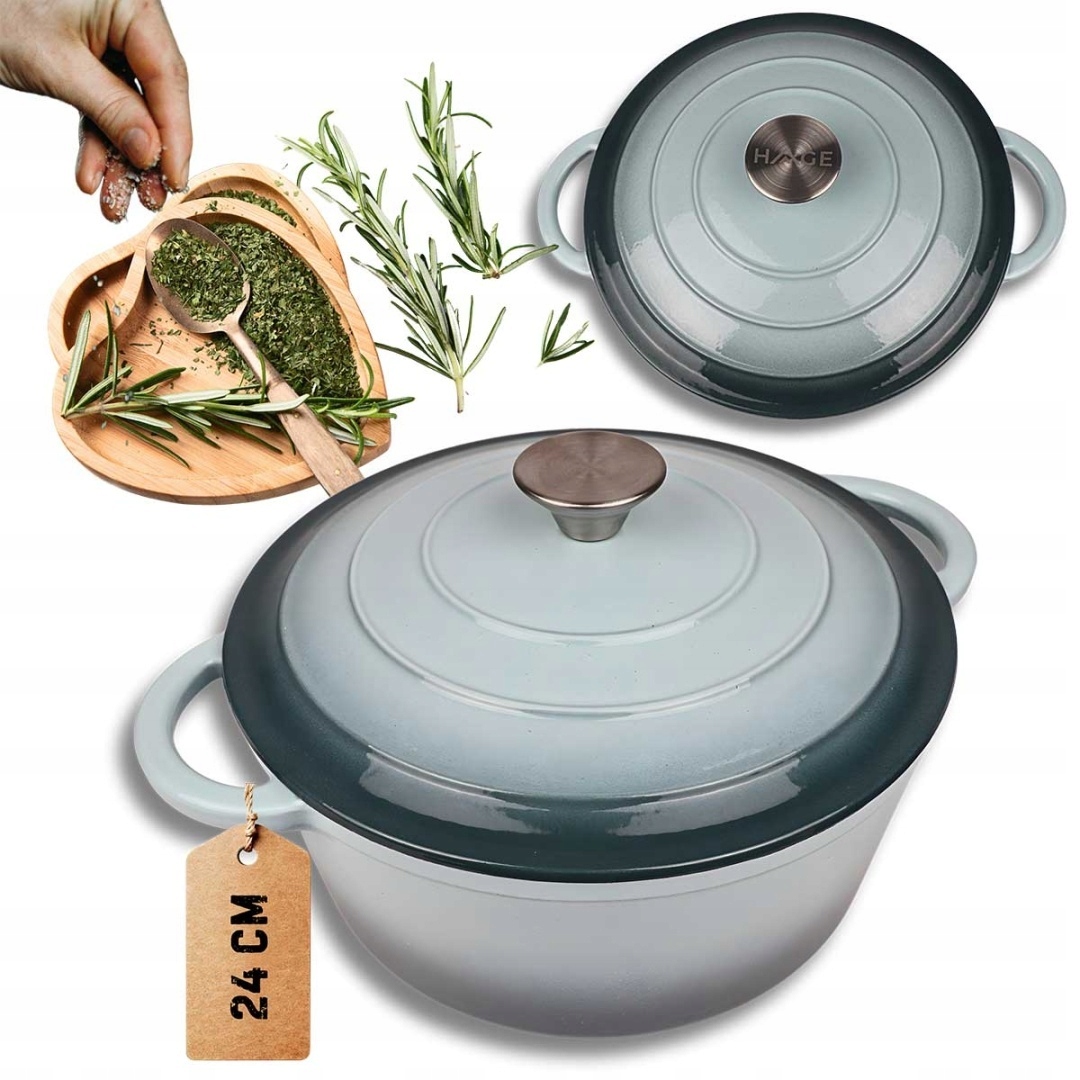 Smaltovaný Hrniec Liatinový 24 cm 4L Hage Sea Salt