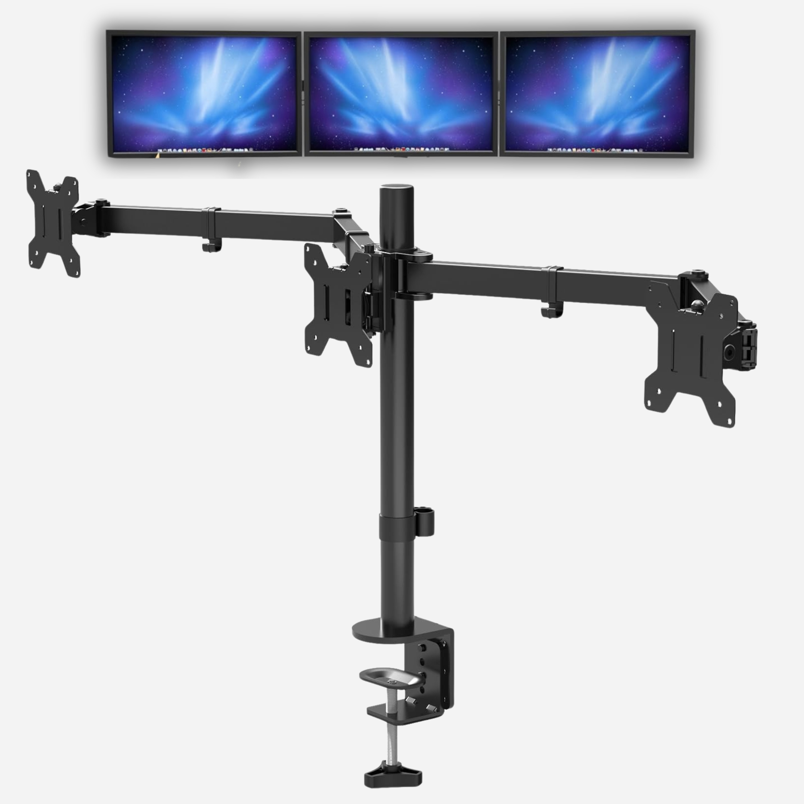 Bontec Potrójny uchwyt do 3 monitorów 13-24 cali Stojak na Monitory Vesa