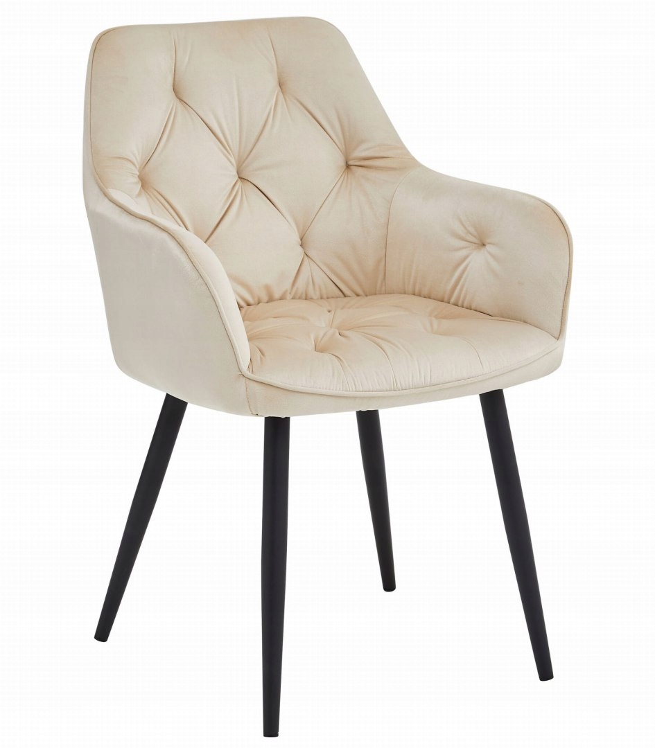 Stolička Jork béžová, zamat čierne nohy x 1