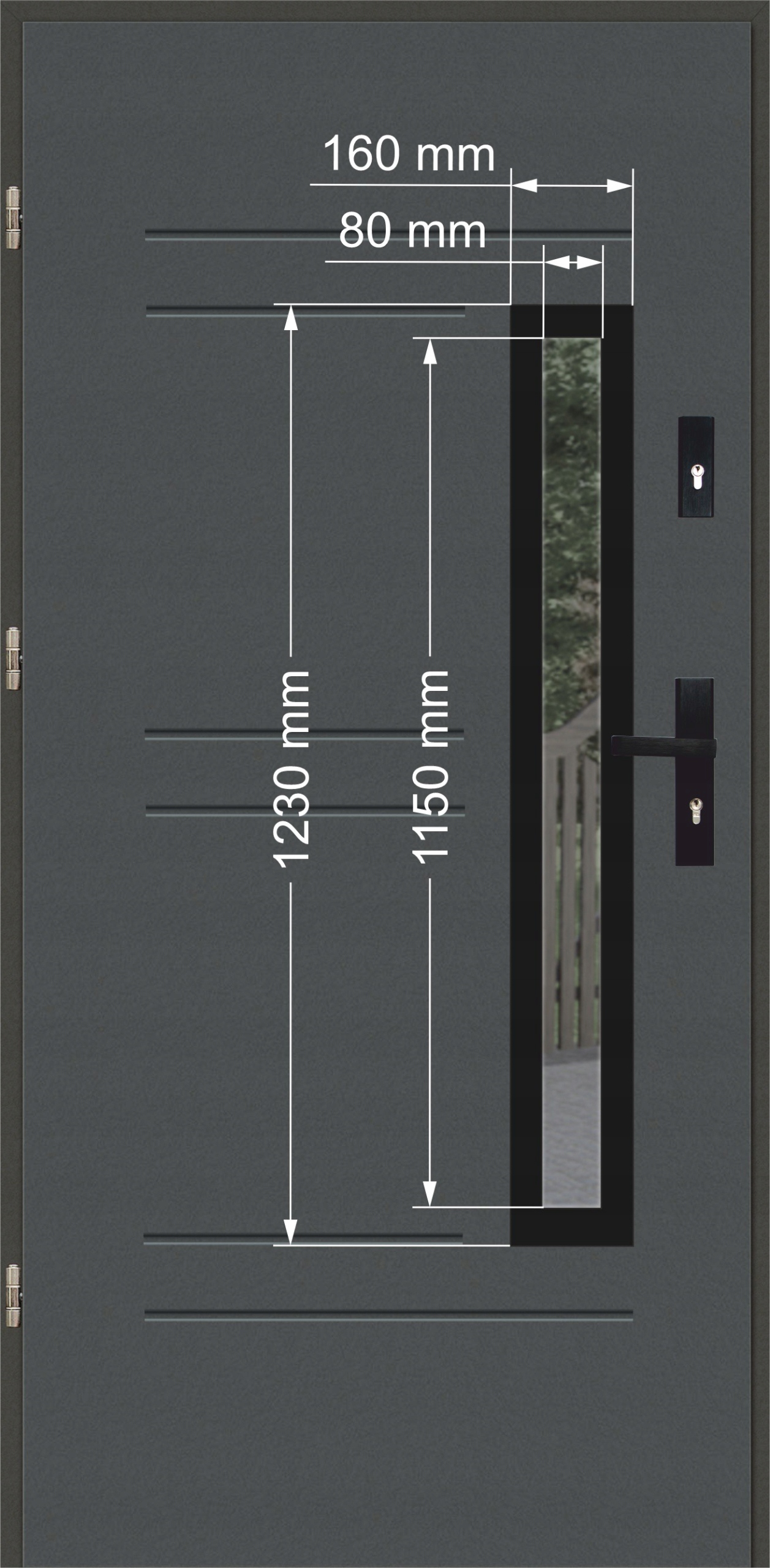 Drzwi wejściowe GEREDA 55mm GALA 87 BLACK Winchester Lewe 90 na zewnątrz Szerokość drzwi 90 cm