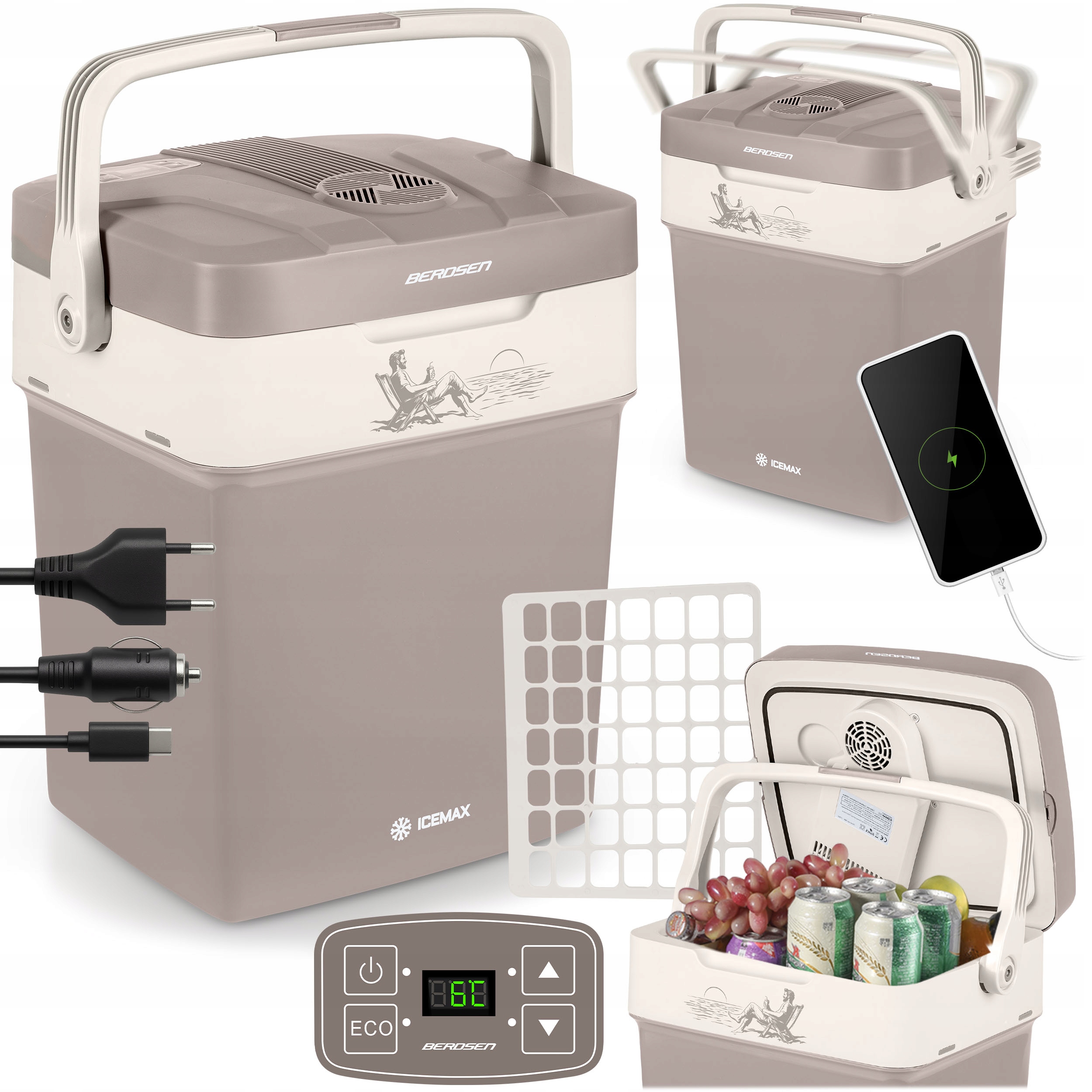 Lodówka Turystyczna Samochodowa 12V/230V Usb Funkcja Grzania 29L