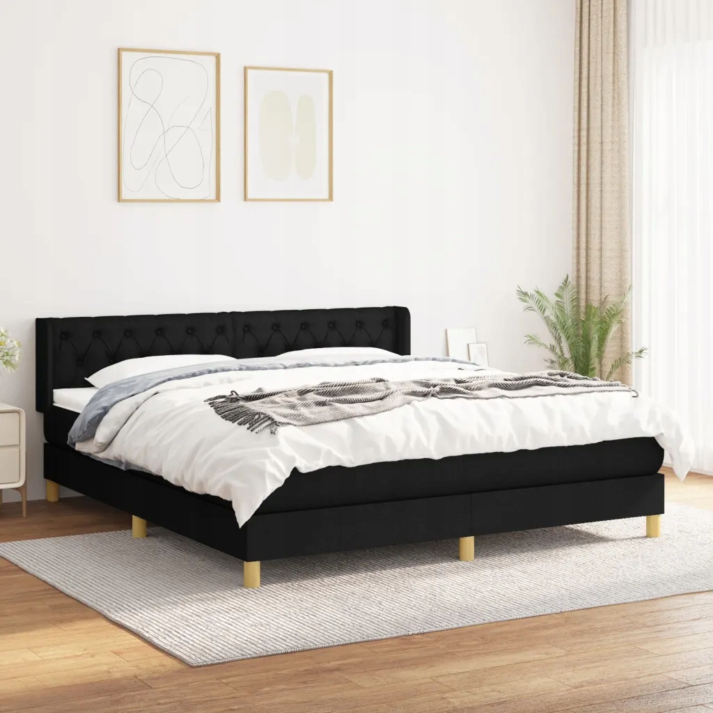 Box spring postel s matrací černá 160x200 cm textil Černý 3130523