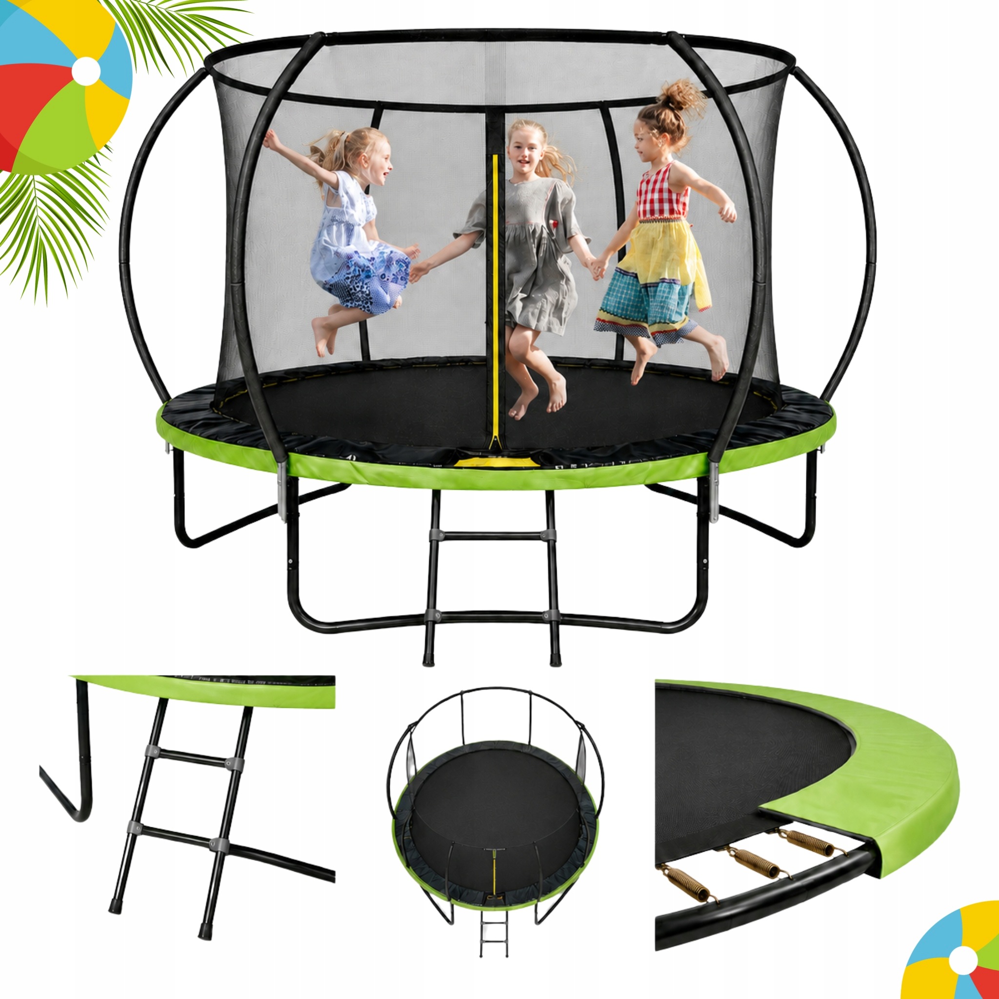Trampolina Ogrodowa Domowa 366 CM 12FT Dla Dzieci Z Siatką I Drabinką