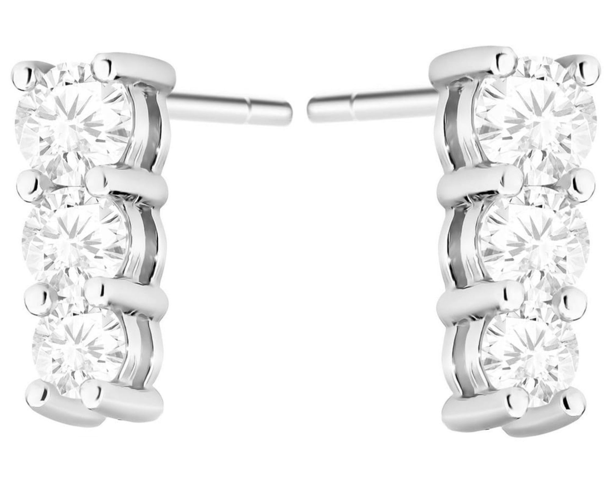 Bílé Zlaté Náušnice Bohaté S Brilianty 0,82 Ct V Ryzosti 585 Na Tyči