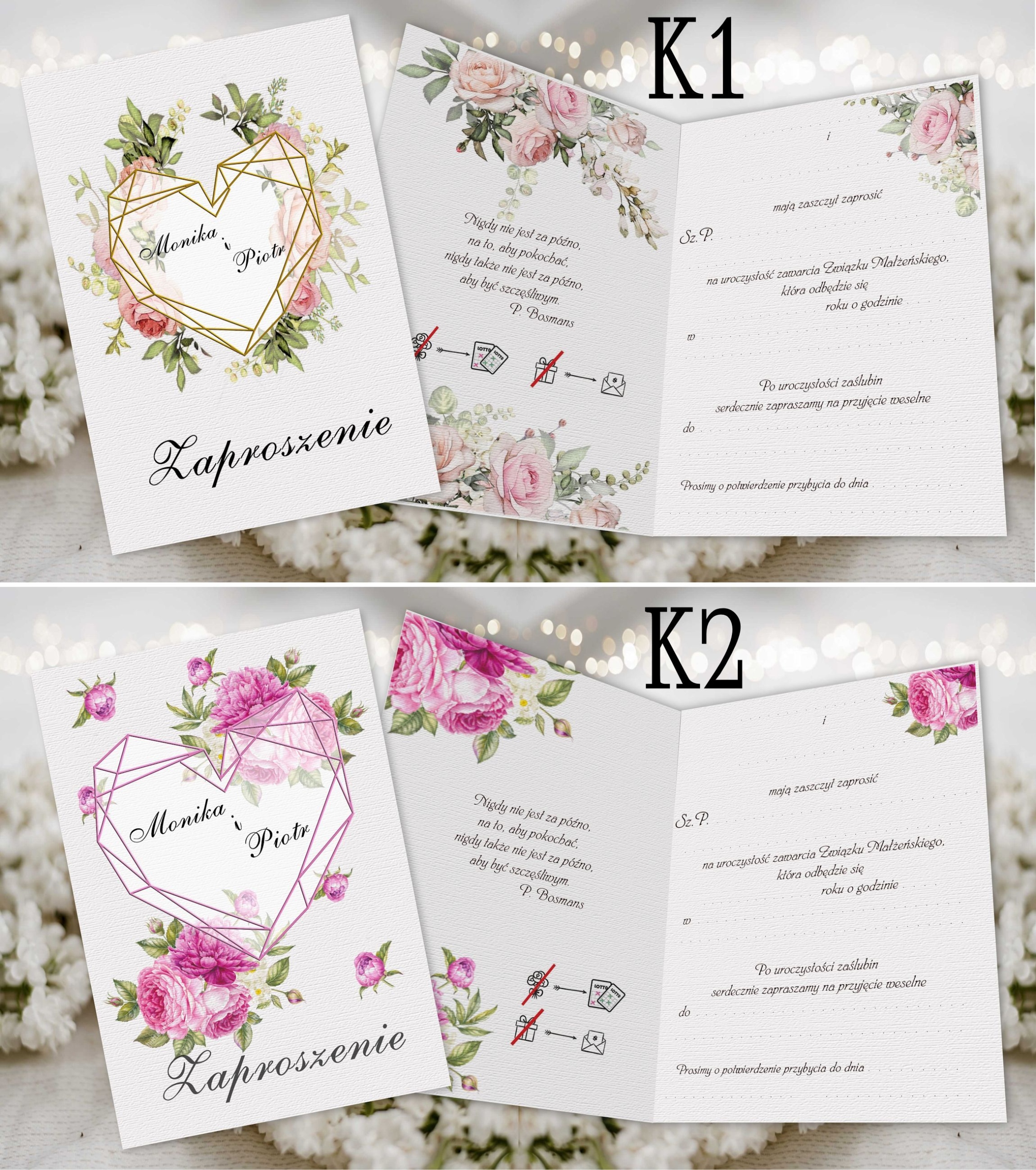 Zaproszenia ślubne na ślub GOTOWE zawiadomienia Marka inny