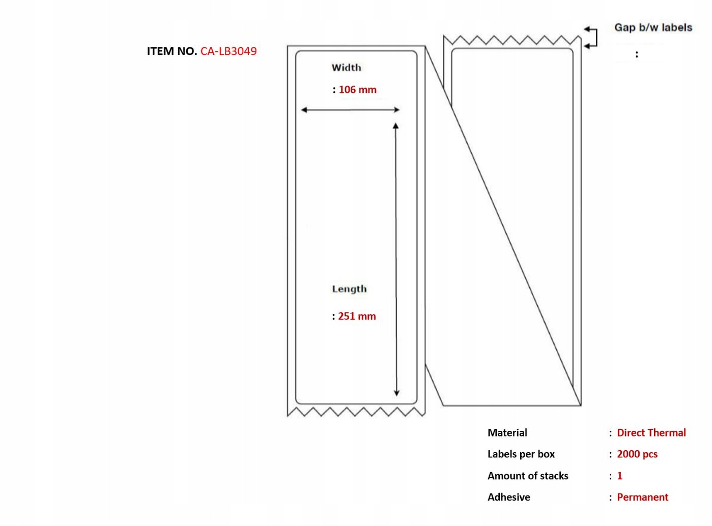 Štítek Capture 106x251 mm, skládaný (fanfold).