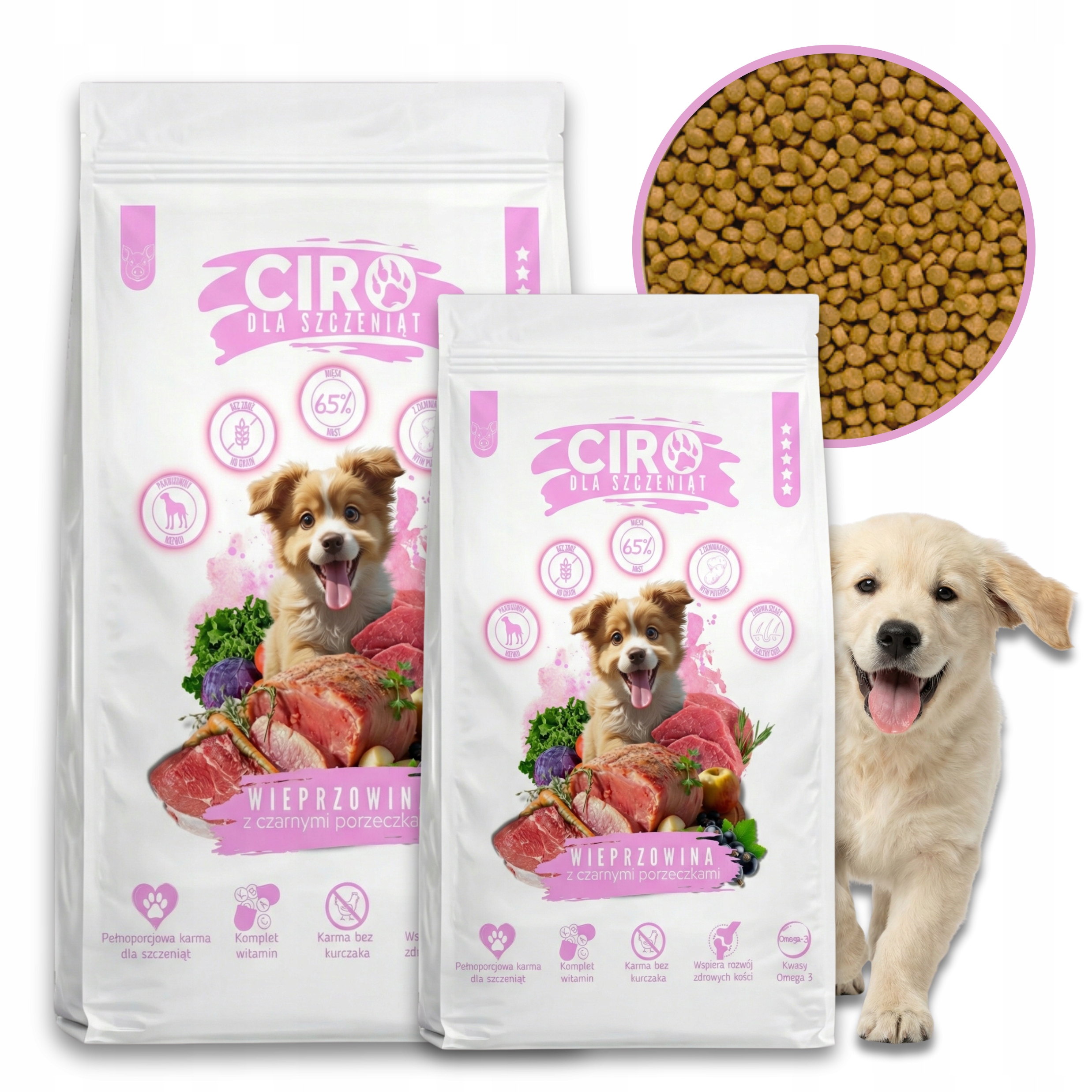 Levně Krmivo Suché Pro Psa Vepřové S Černým Rybízem Štěňata Ciro 2x 5 Kg