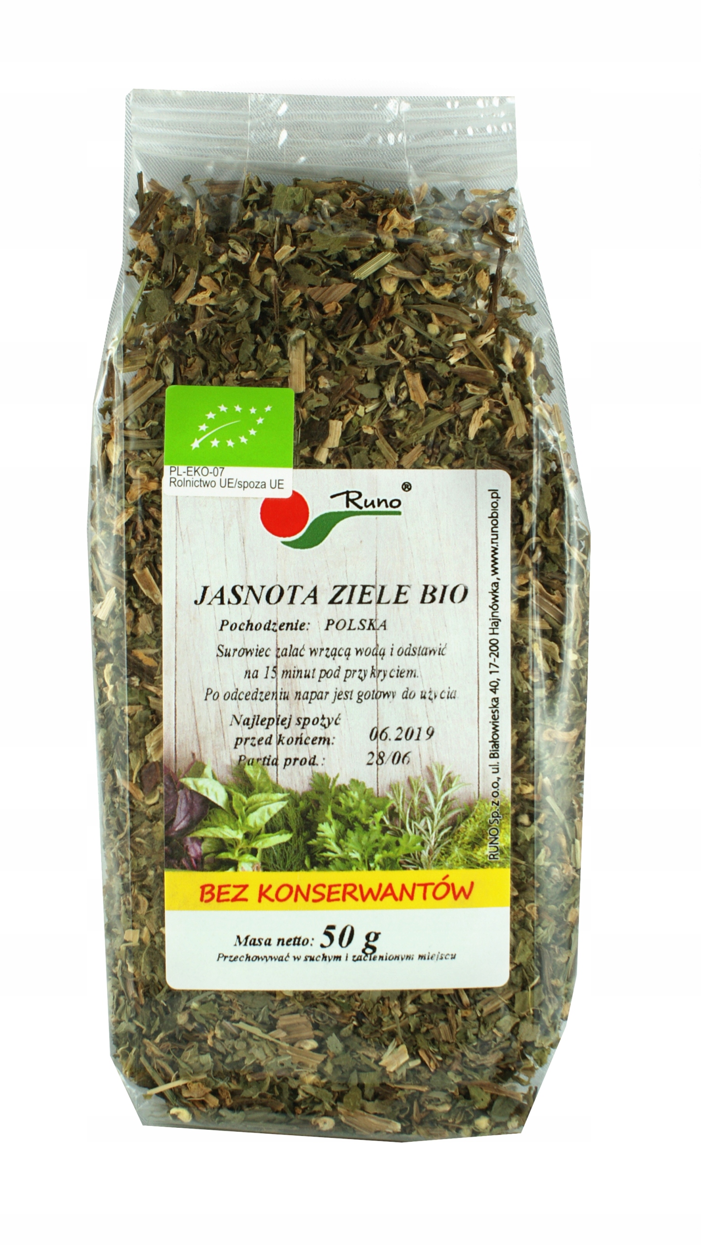

Jasnota ziele Bio 50g Runo Certyfikat ekologiczny