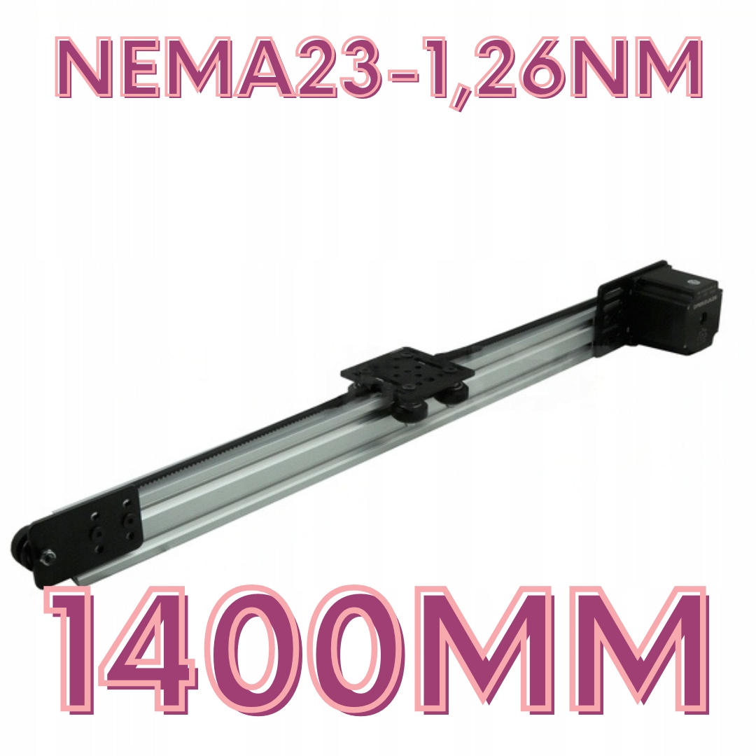 Lineární vedení 1400 mm V-Slot s ozubeným řemenem 3GT-NEMA 23 1,26 Nm