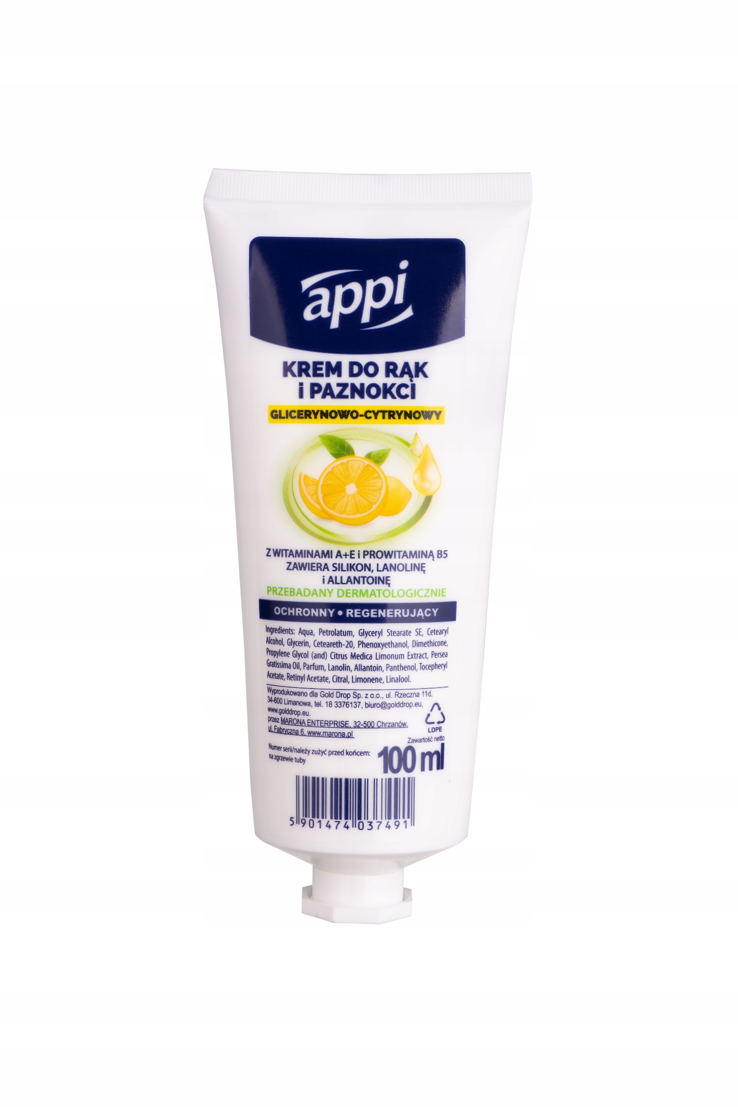 

Krem do rąk z gliceryną lanoliną cytrynowy 100ml