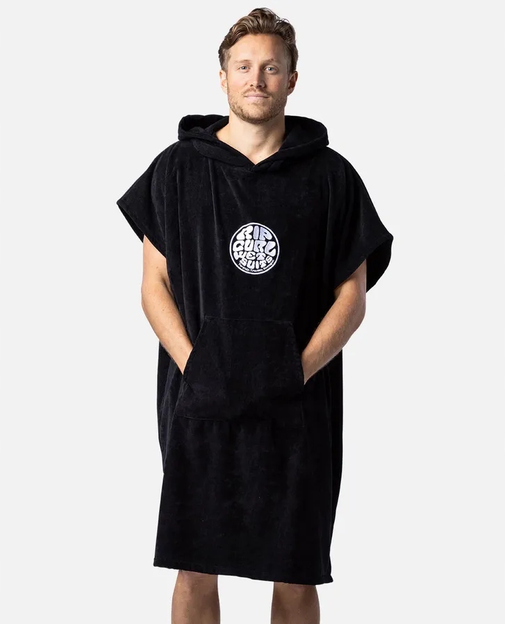 Ručník s kapucí Rip Curl Poncho 2025 Logo černý bez rukávů