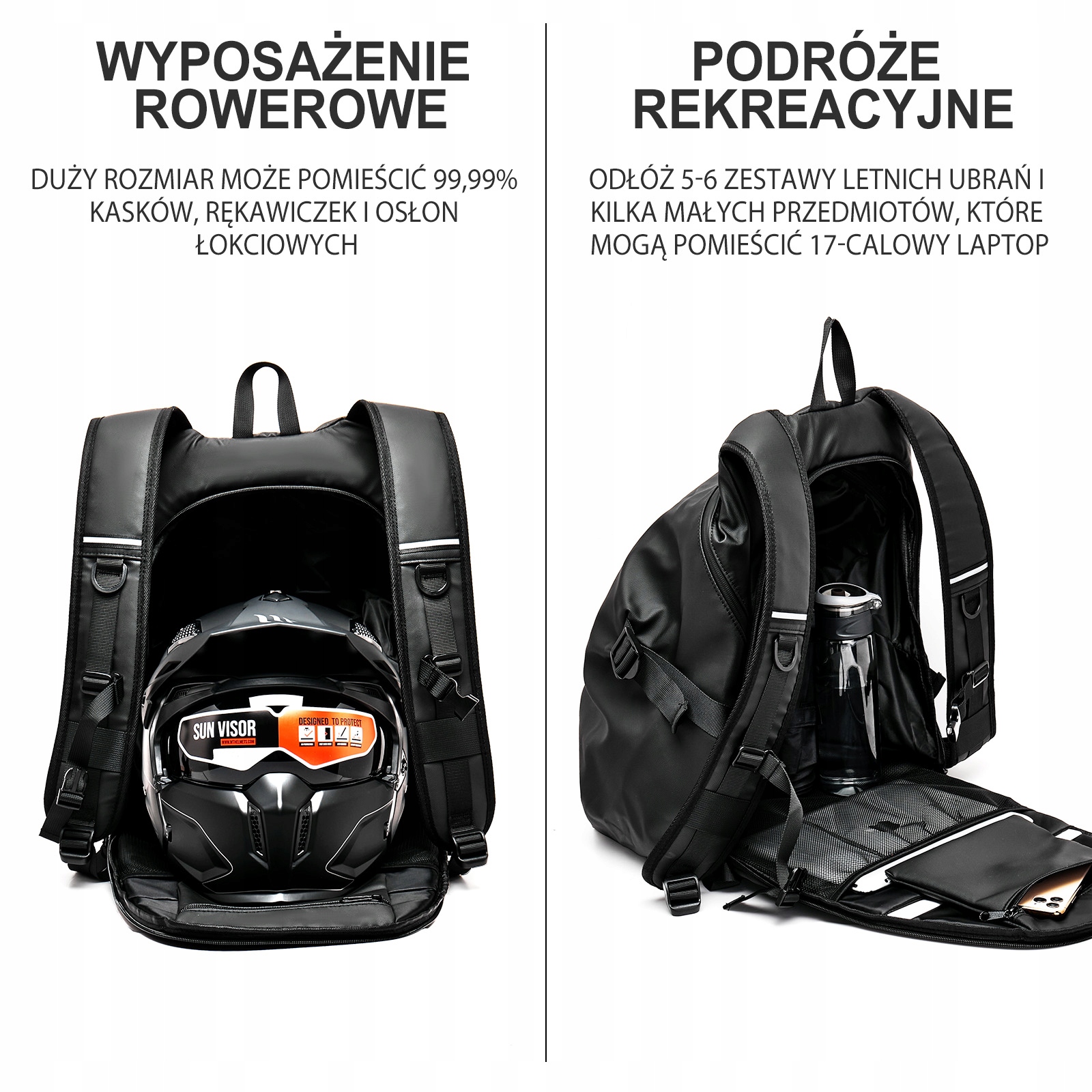 plecak motocyklowy torba na kask plecak plecakowy 50L Wysokość 55 cm