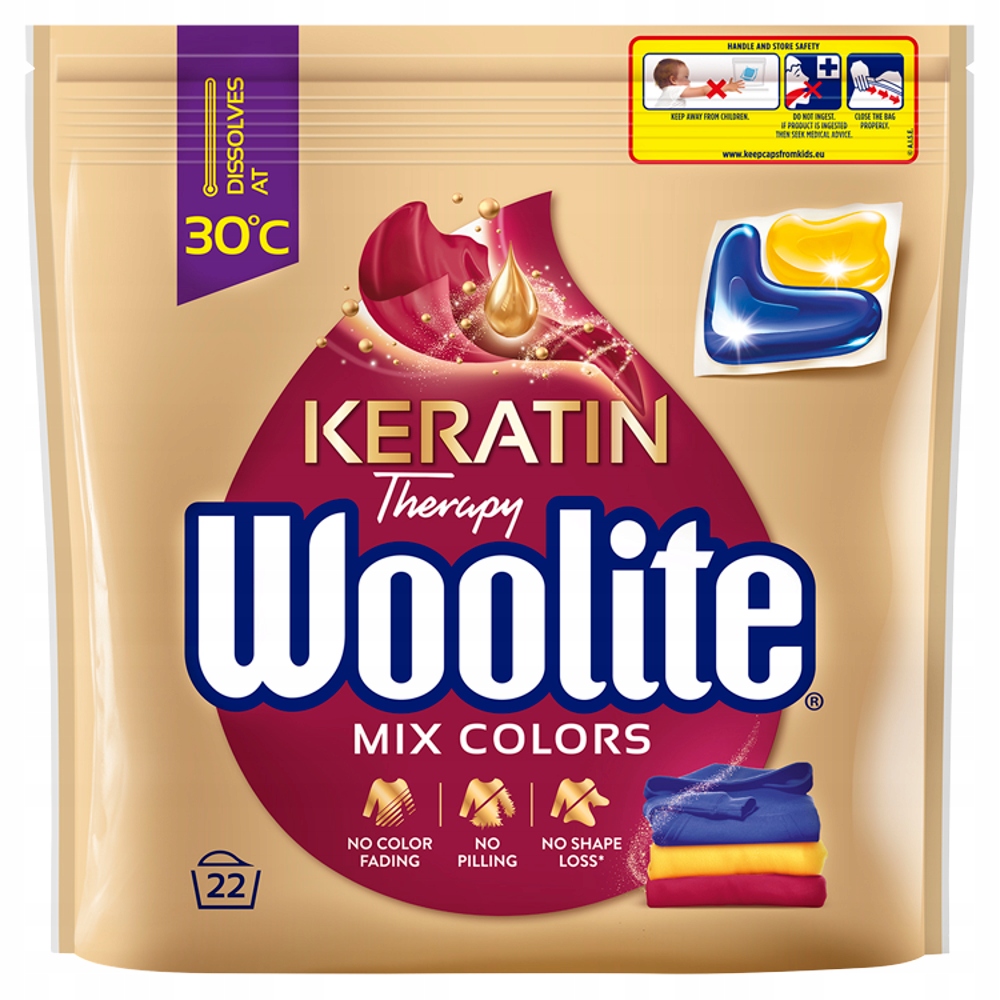 Woolite Keratin Therapy Kapsle Na praní na barvy 440 G (22 Praní)