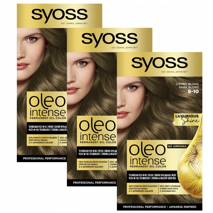 Syoss Oleo Farba do Włosów 6-10 Ciemny Blond x3