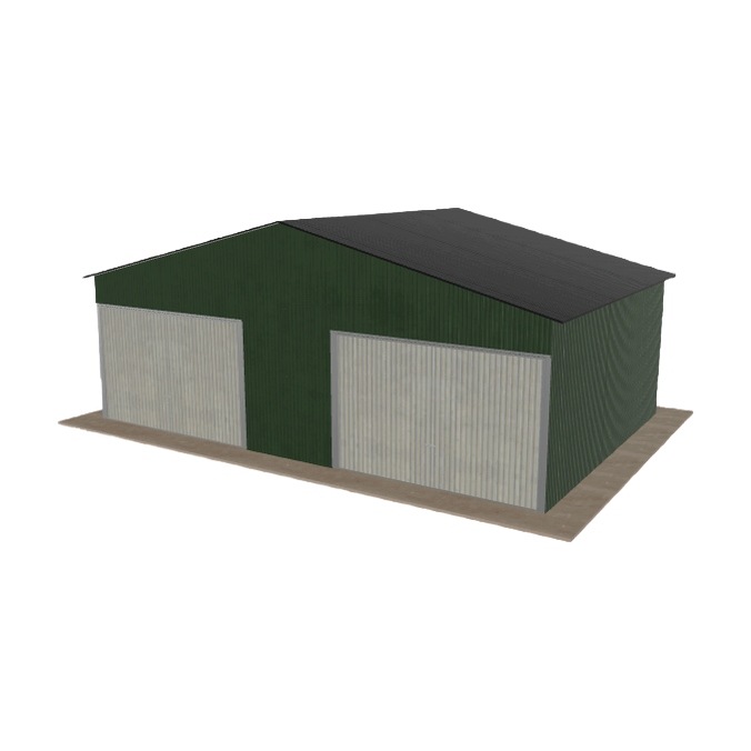 Plechová garáž 7.5 x 5 m, dvoupolohová, dvoupolohová, zelená
