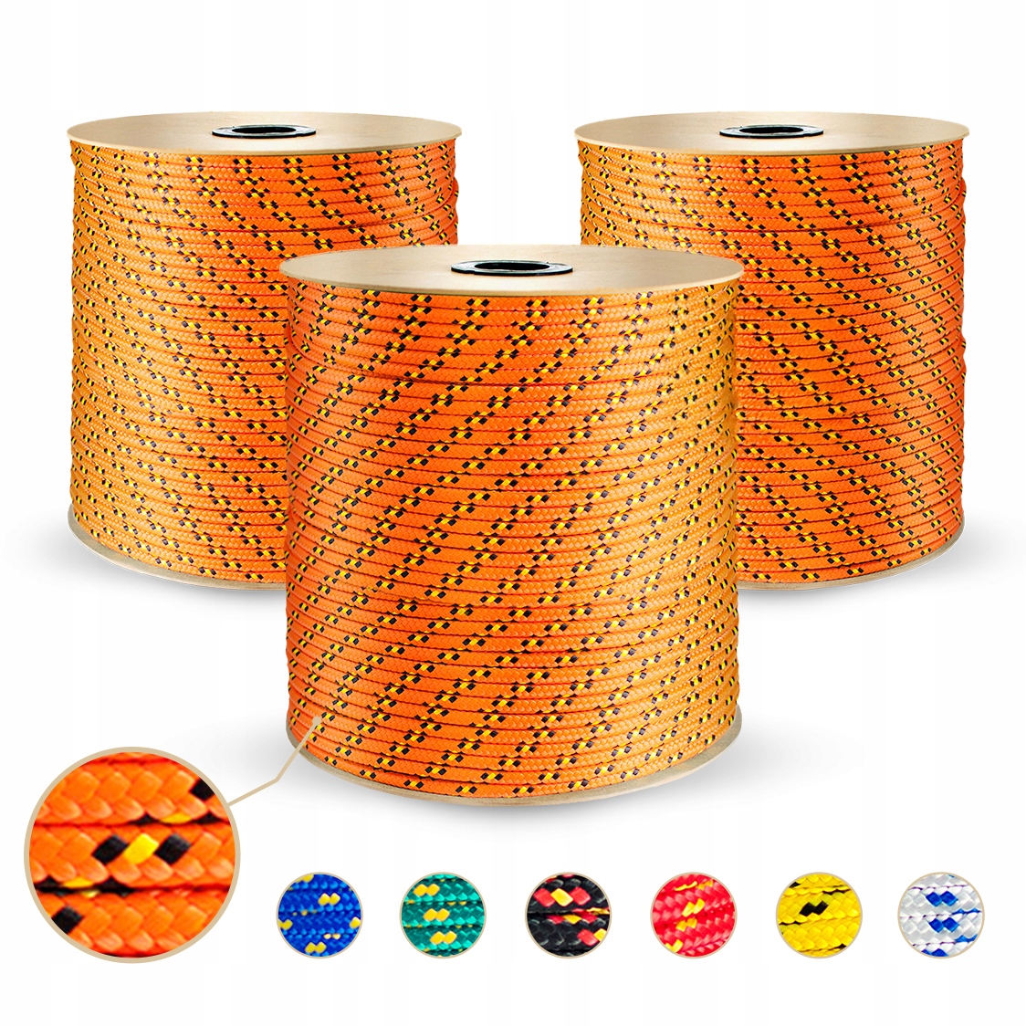 Lina Żeglarska Polipropylenowa 12mm Pleciona uniwersalna POMARAŃCZ 50m