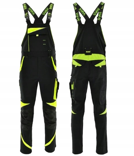 Ogrodniczki robocze Spodnie ochronne NEOFLEX Sara Czarny + Odblask r. M-48 Kod producenta Spodnie Robocze OGRODNICZKI Męskie NEOFLEX