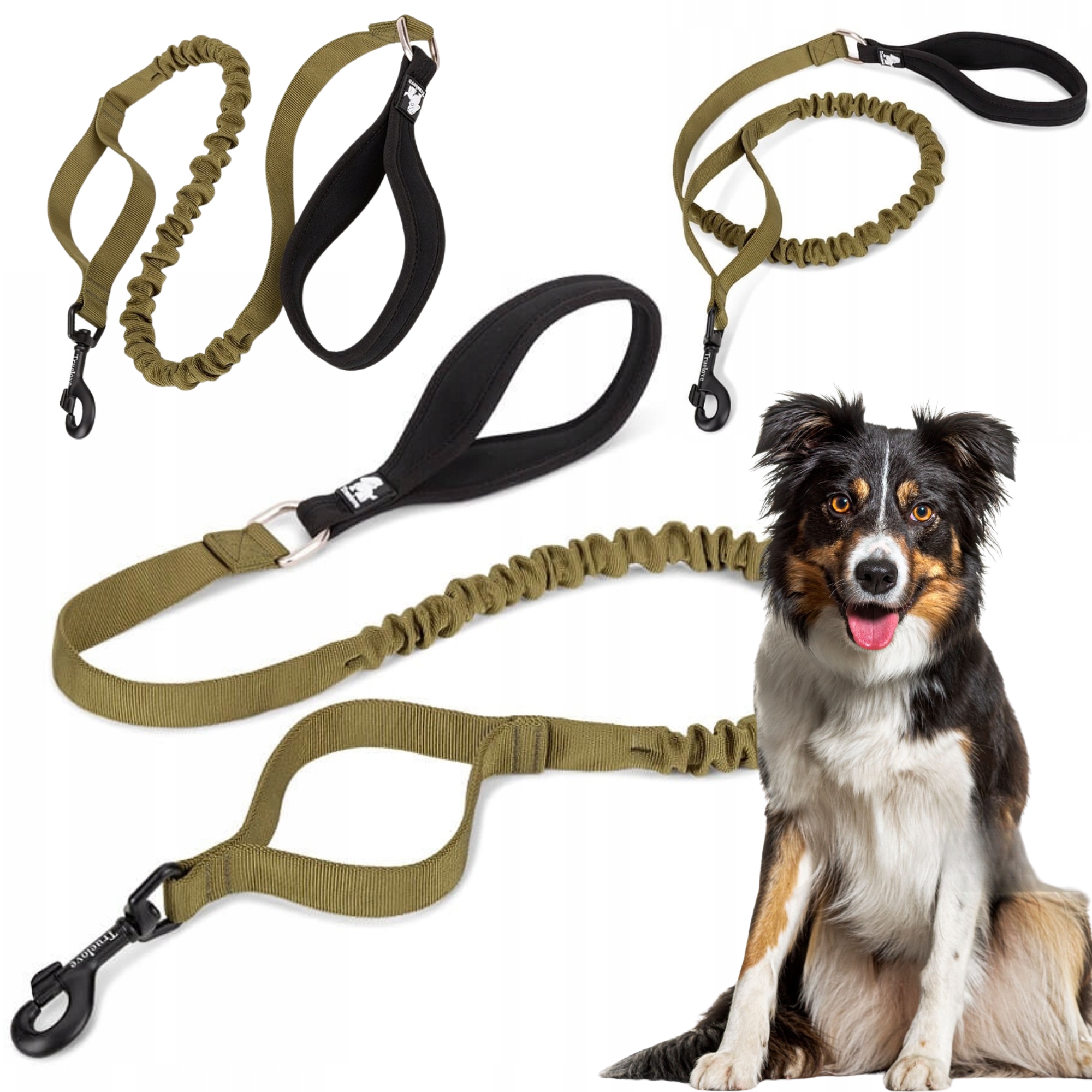 Levně Vodítko Pro Psa S Tlumičem Silná Truelove Adventure 160 CM Khaki M