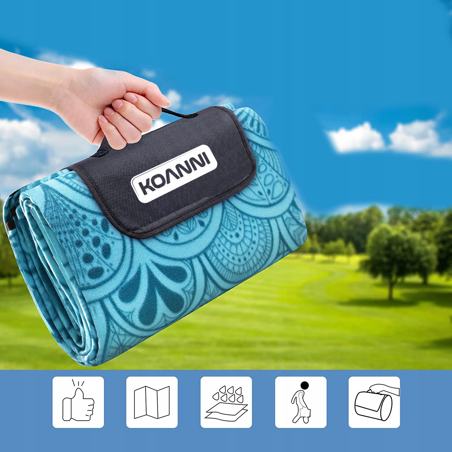 KOC PIKNIKOWY PLAŻOWY MATA Z IZOLACJĄ 200x200 Waga 700 g