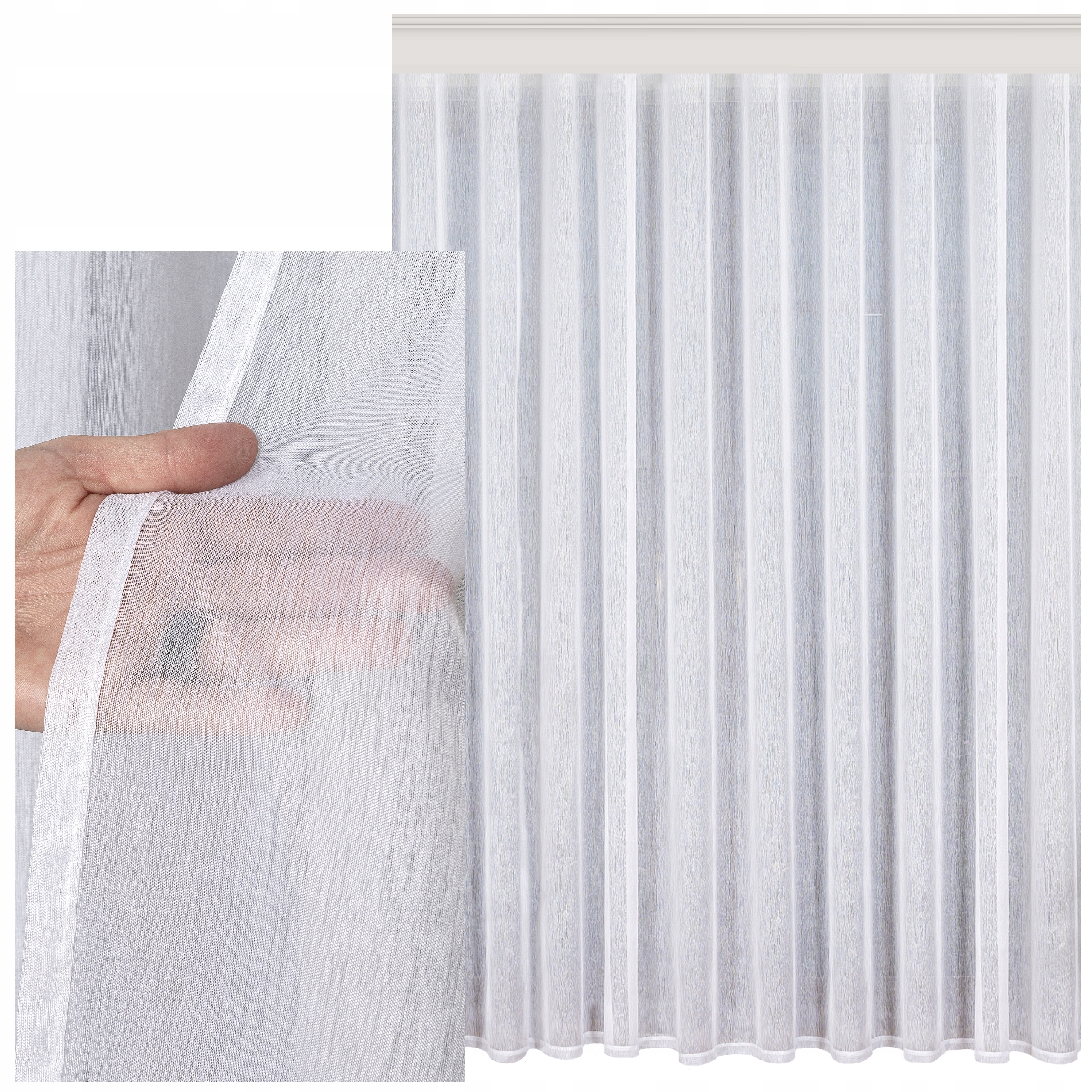 Hotová Záclona Bílá Fantazijní Jemný Déšť na pásku do Žabkova salonu 550x70