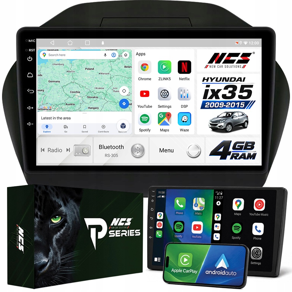 Rádio Navigácia Android RS-305 Hyundai IX35 2009-2015 4GB 9"