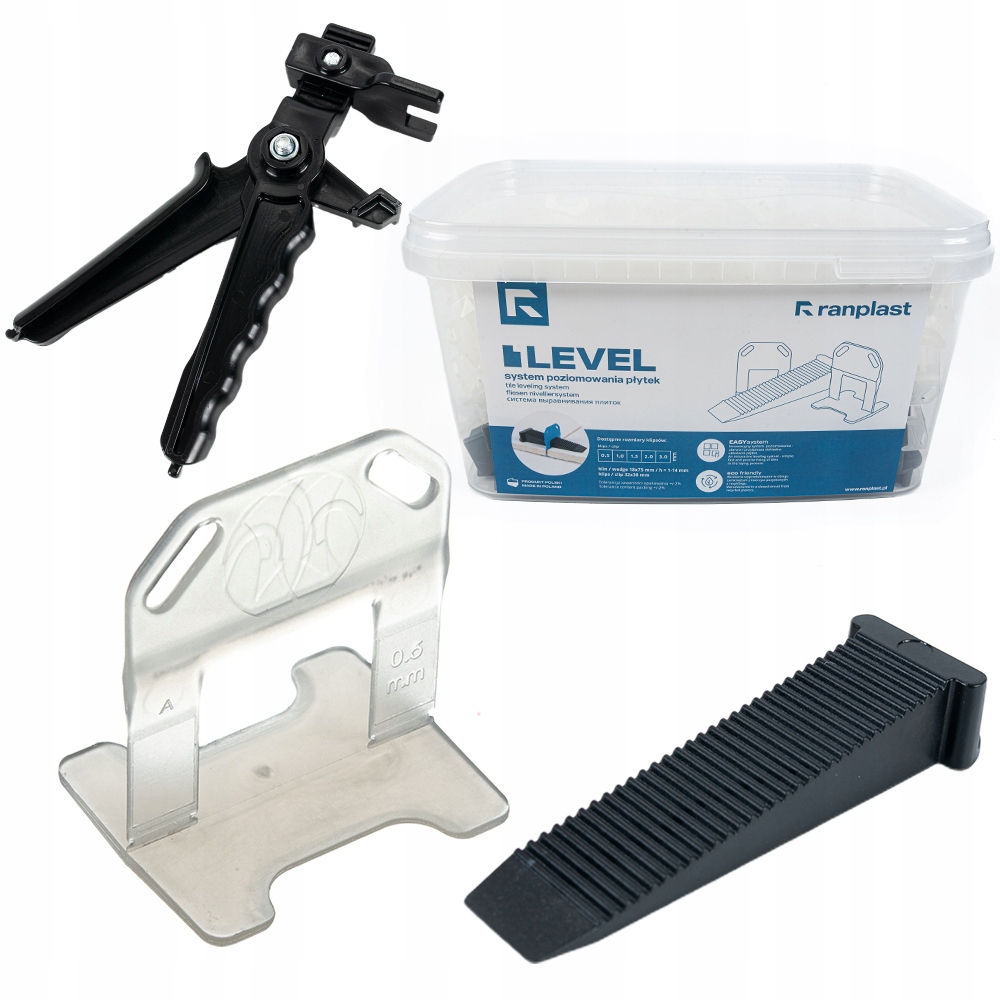 Sada pro vyrovnávání dlaždic 0,5 mm 500 klipů 100 klínů kleště Ranplast