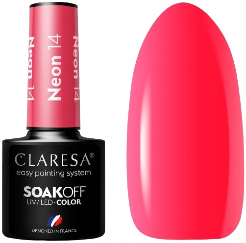 LAKIER HYBRYDOWY NEON 14 -5g CLARESA Neonowa czerwień