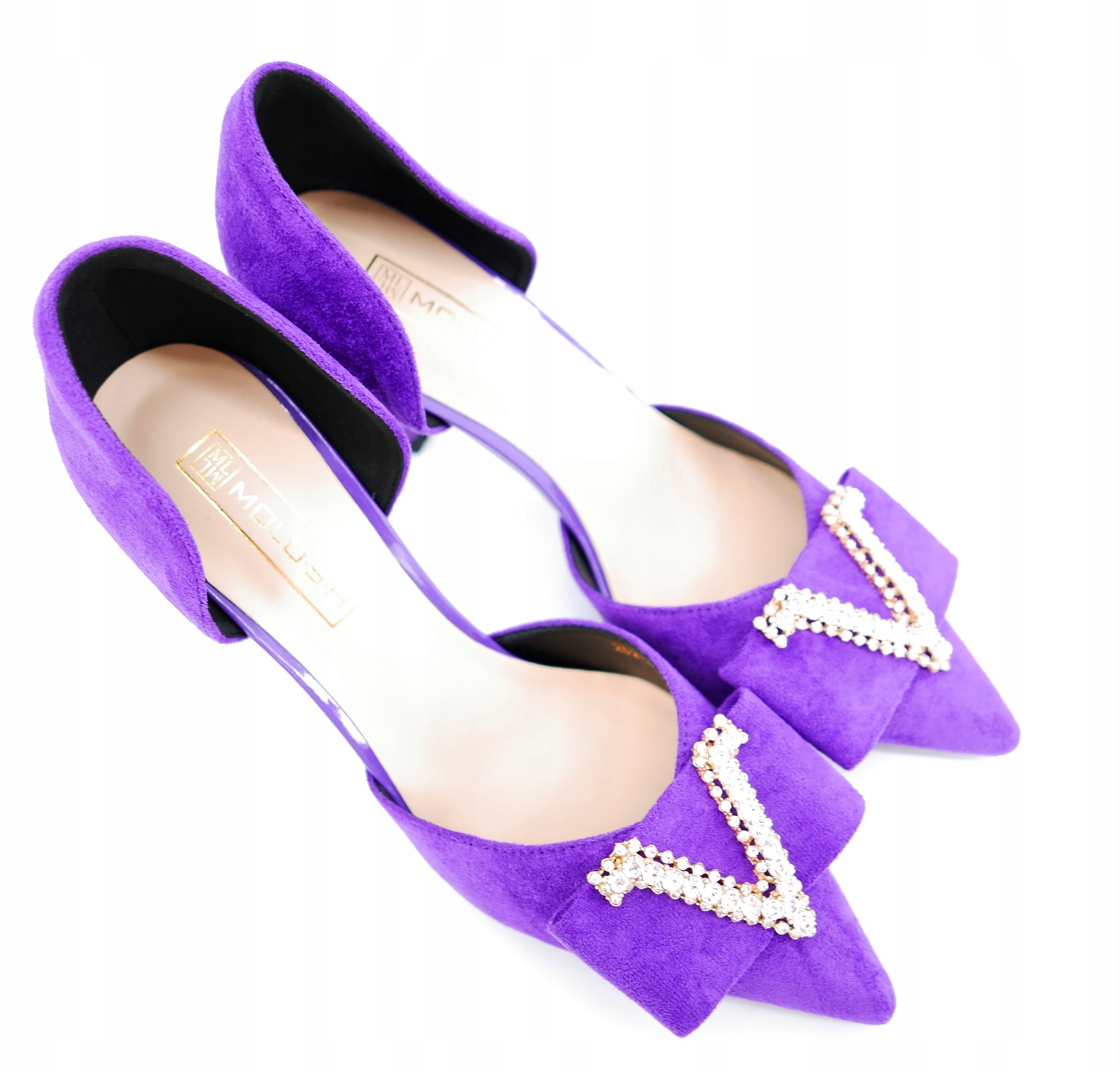 MOLO FIOLETOWE ZAMSZOWE SZPILKI Z OZDOBĄ R40 Długość wkładki 26 cm