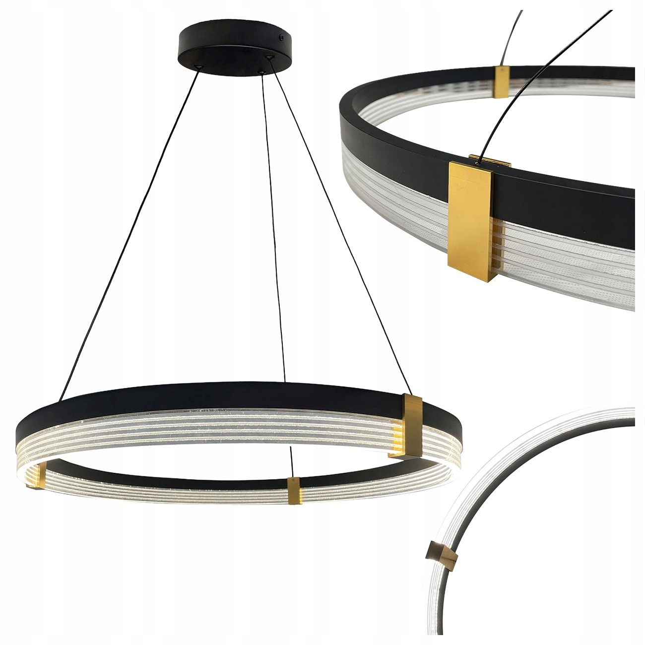 Závesná Lampa Plum Triangle 60 CM Čierno-transparentná, Elegantná Led Cct