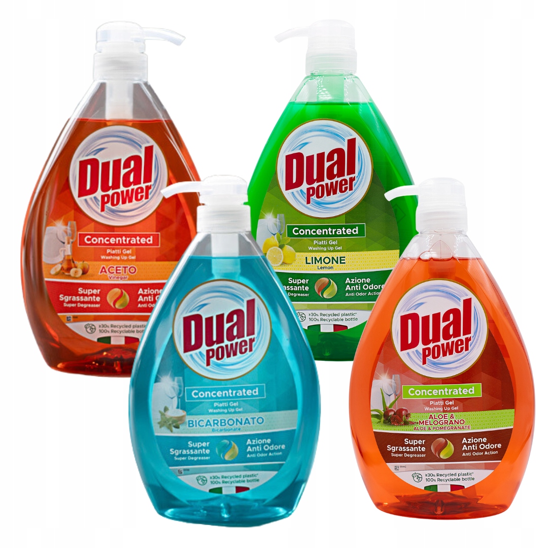 Levně Dual Power 3 1 italský prostředek na mytí nádobí s jedlým octem a Citron